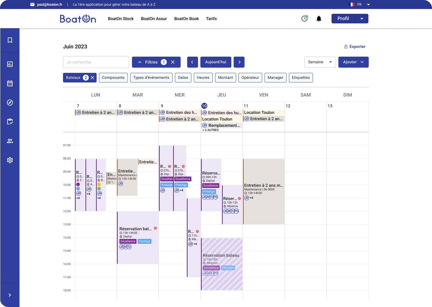 Planning — vue calendrier